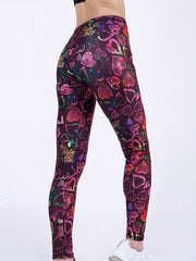 Heart Print Skinny Leggings Casual Stretchy Leggings Women's Clothing