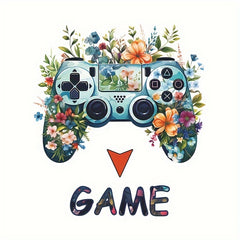 Gamer Wall Decal Cartoon Gaming Flowers Green Leaves Wall Sticker