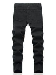 Boys Graffiti Letter Embroidered Slim Fit Jeans
