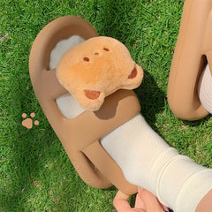 Cartoon Bear Open Toe Sandals For Boys Breathable Lightweight Sandals