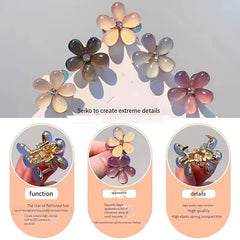12pcs Faux Opal Flowers Small Claw Clips Hair Accessories For Women Girls