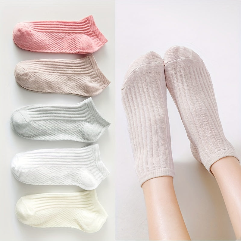5 Pairs Girls Kids Thin Low Cut Ankle Socks for Summer