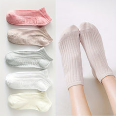 5 Pairs Girls Kids Thin Low Cut Ankle Socks for Summer