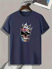 Skull Pattern Print Men's Sports T-shirt Graphic Tee Men's Summer Outdoor