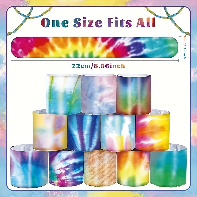 12pcs Tie Dye Wristbands Colorful Tie Dye Party Favors