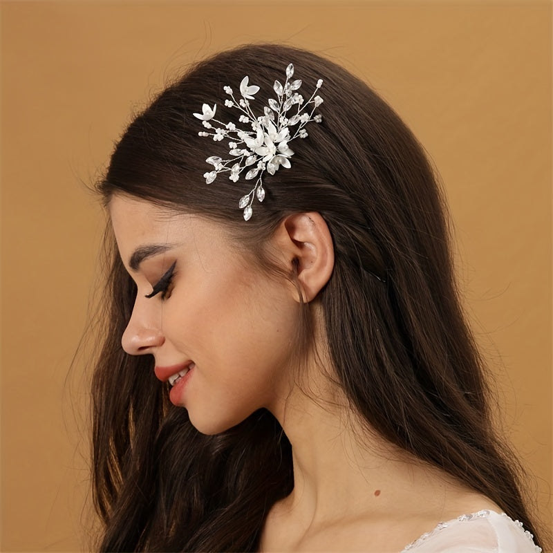 Floral Head Piece Rhinestone Hairpin Wedding Hair Accessories
