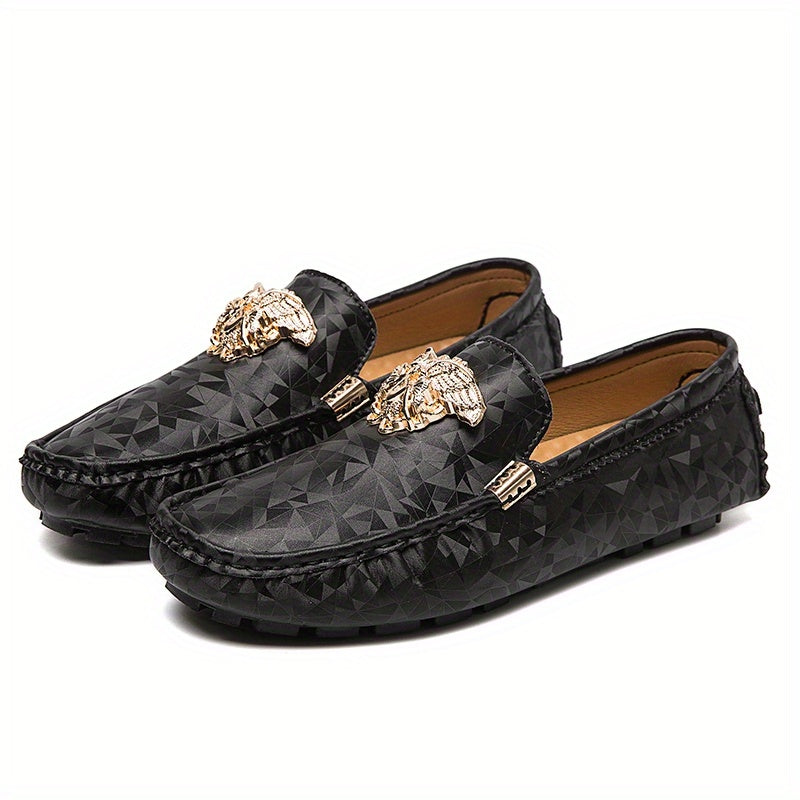 Men's Metallic Decor Loafer Shoes Non-slip Slip On Driving Shoes