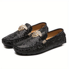 Men's Metallic Decor Loafer Shoes Non-slip Slip On Driving Shoes