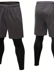 Men's 2 In 1 Running Shorts Quick Dry Athletic Shorts With Liner Leggings