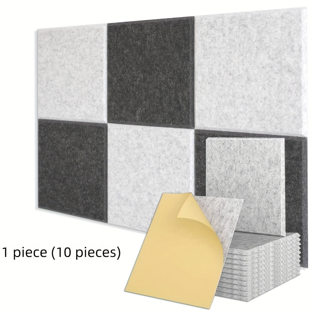 10pcs Adhesive Soundproof Panel 29x29x1.02cm High Density Wall Stickers