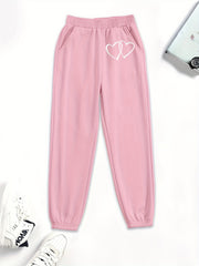 Two Hearts Graphic Sweatpants For Girls Workout Active Joggers Pants
