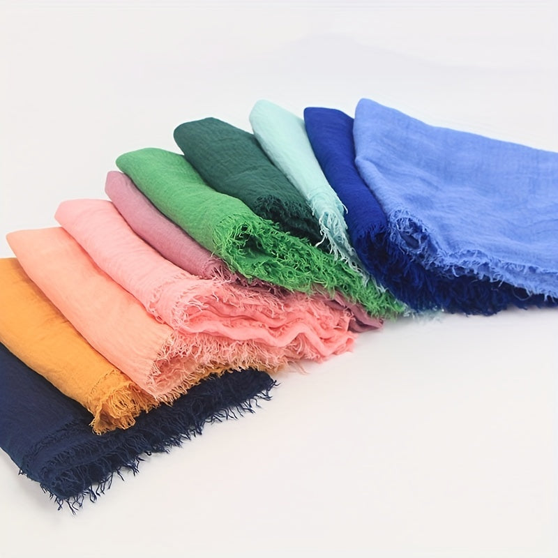Casual Scarf Hijab Wrinkle Frayed Edge Shawl