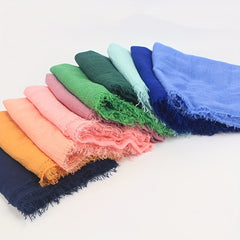 Casual Scarf Hijab Wrinkle Frayed Edge Shawl