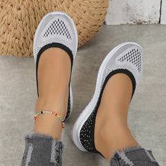 Women's Breathable Knit Slip-On Sneakers Soft Sole Lightweight Walking Shoes
