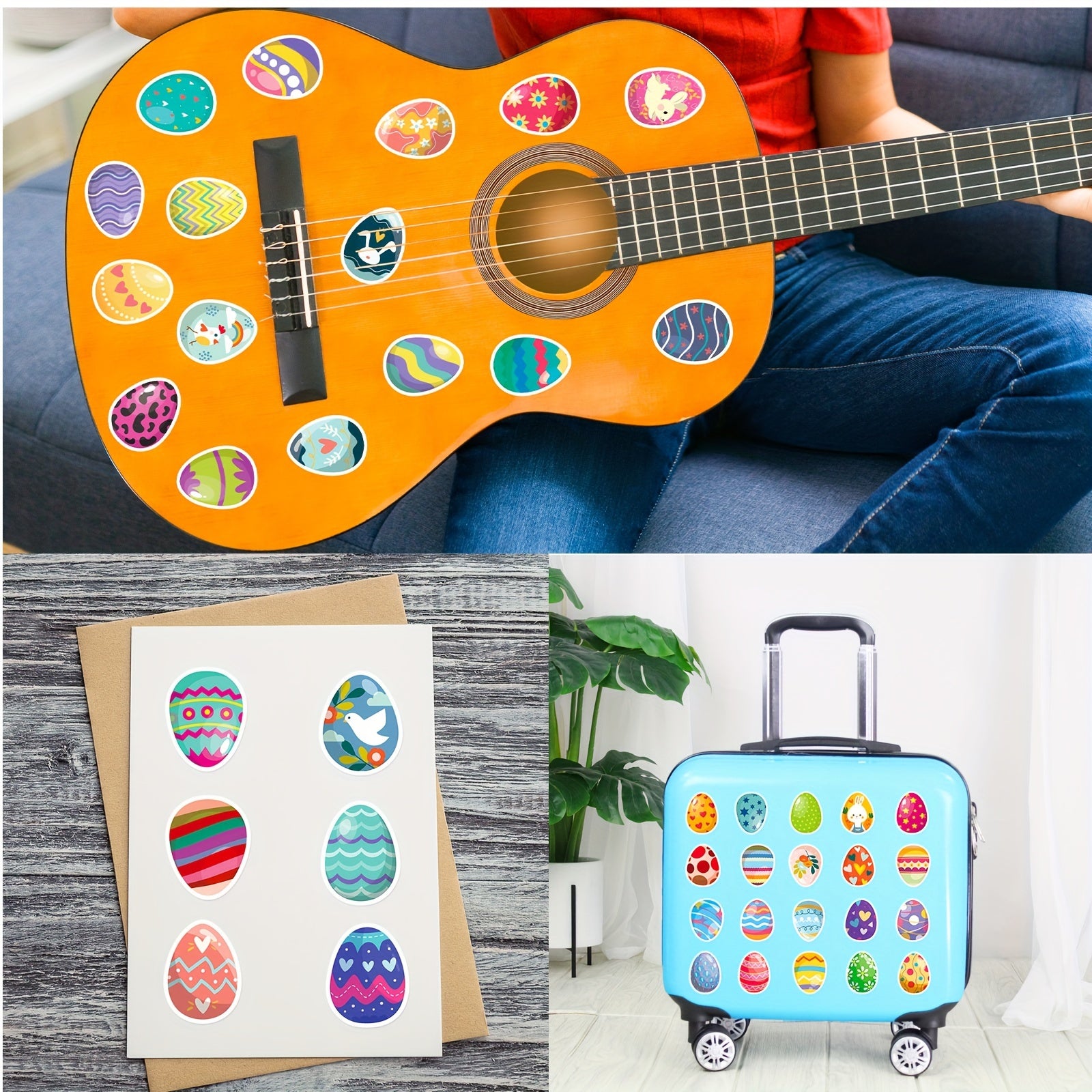 50pcs Easter Duck Egg Creative Stickers Bunny Decoration Party Stickers