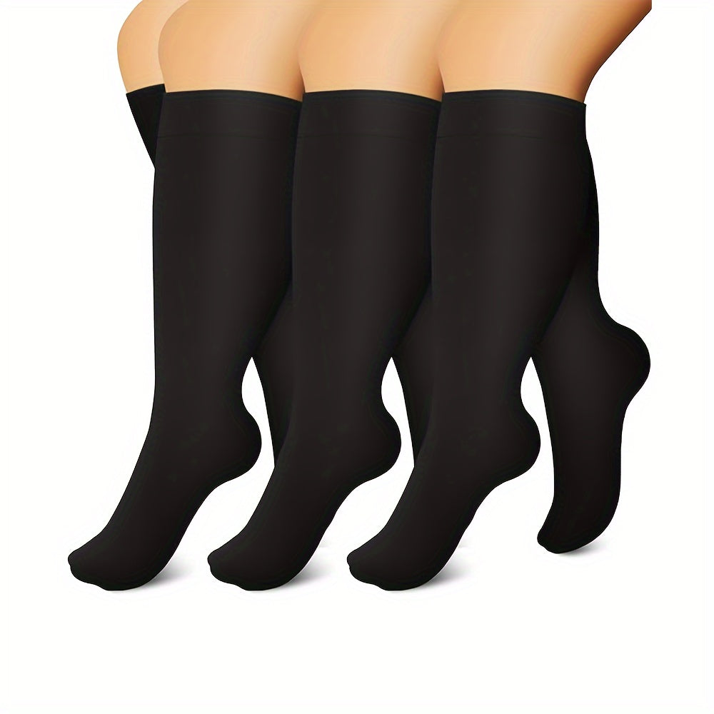 3 Pairs Plus Size Compression Socks 15-20 mmHg for Wide Calf Women & Men