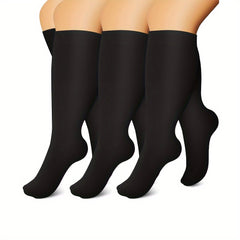 3 Pairs Plus Size Compression Socks 15-20 mmHg for Wide Calf Women & Men