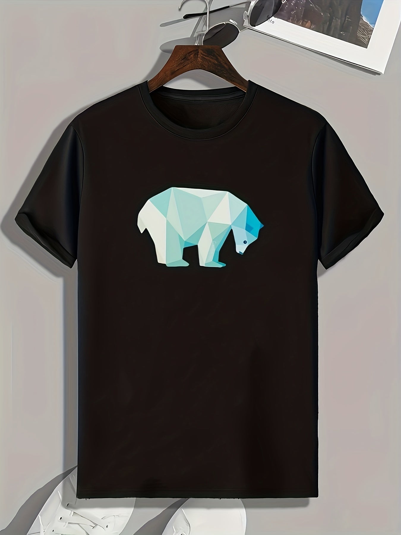 Polar Bear Pattern Print Men's Sports Graphic Tee - Summer Fitness Clothes