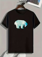 Polar Bear Pattern Print Men's Sports Graphic Tee - Summer Fitness Clothes