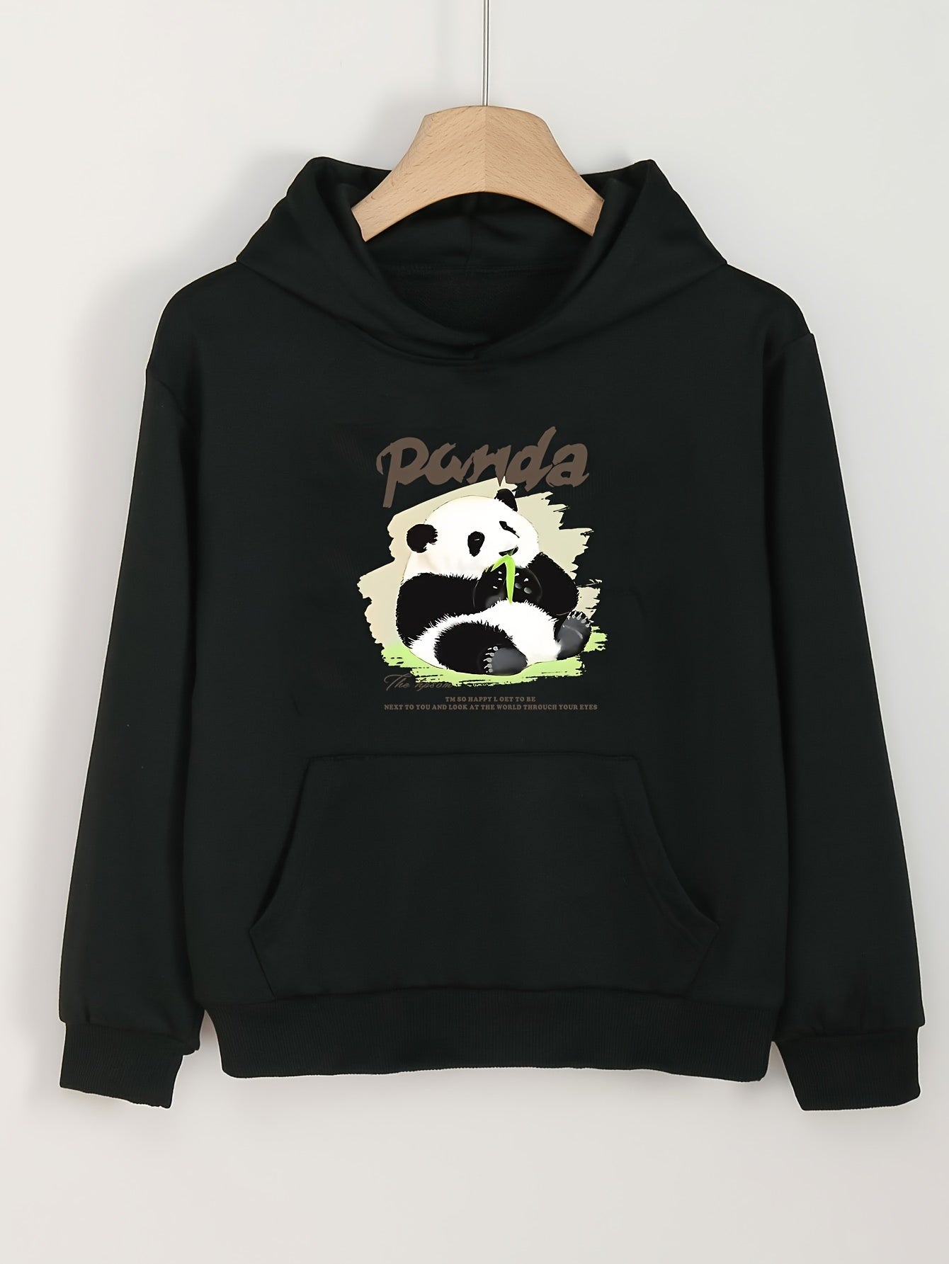 Girls Panda Pattern Hooded Sweatshirt Long Sleeve Pullover