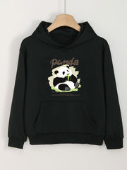 Girls Panda Pattern Hooded Sweatshirt Long Sleeve Pullover
