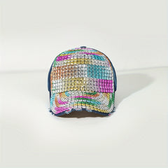 Y2K Rainbow Rhinestone Baseball Cap Denim Sports Hat
