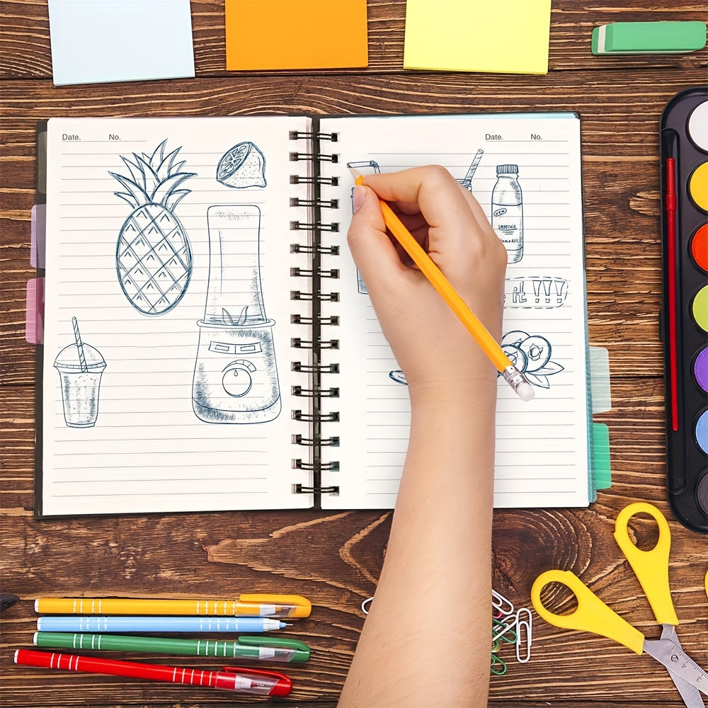 A5 Spiral Notebooks with 5 Colored Dividers - 240 Pages