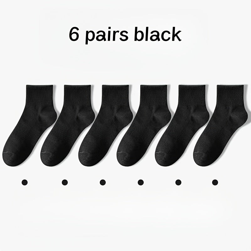 6 Pairs Cotton Ankle Socks for Men & Women