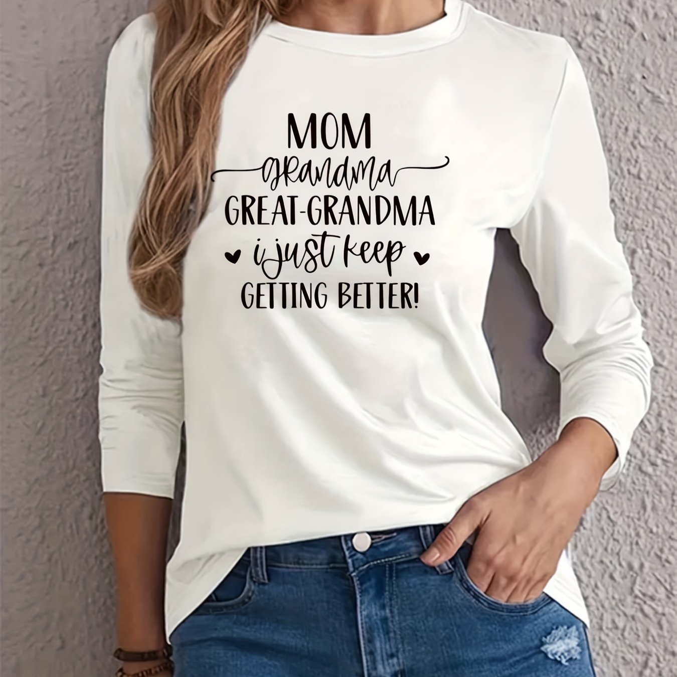 Women's Plus Size Letter Print Long Sleeve Sports Top