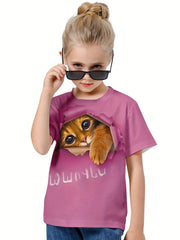 3D Cat Print Kids Short Sleeve T-shirt Summer Sports Clothes