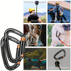 25KN Auto Locking Climbing Carabiner Outdoor Heavy Duty Aluminum Carabiner