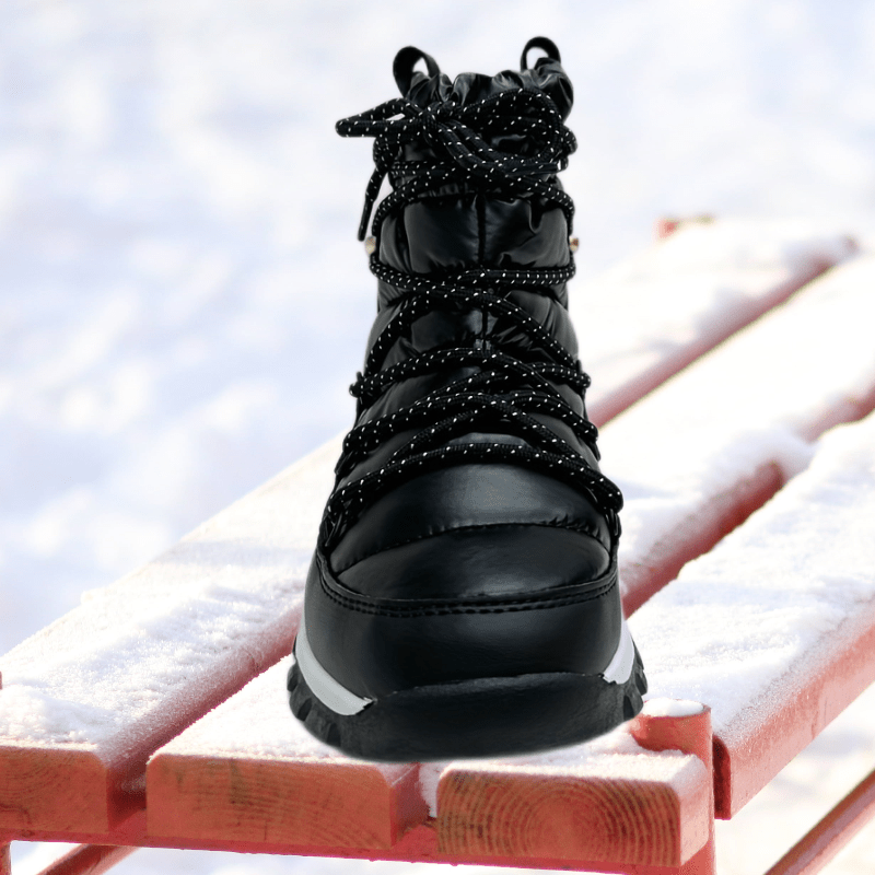 Women's Waterproof Snow Boots Plush Inner Thermal Mid Calf Lace-up Hiking Boots