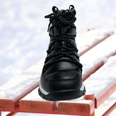 Women's Waterproof Snow Boots Plush Inner Thermal Mid Calf Lace-up Hiking Boots