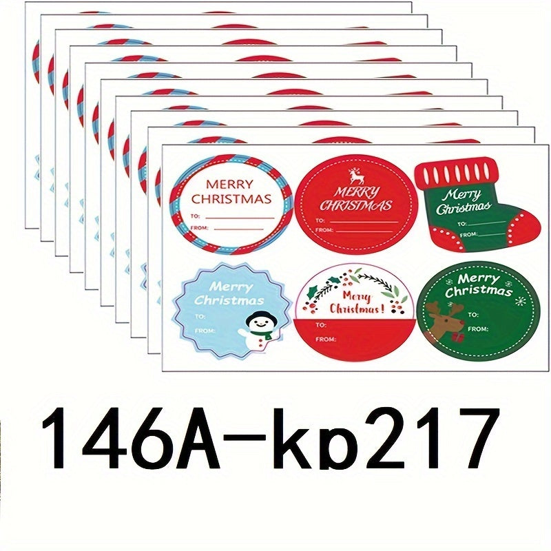 Christmas Stickers 10 Sheets Pack - Gift Tags Envelope Seals