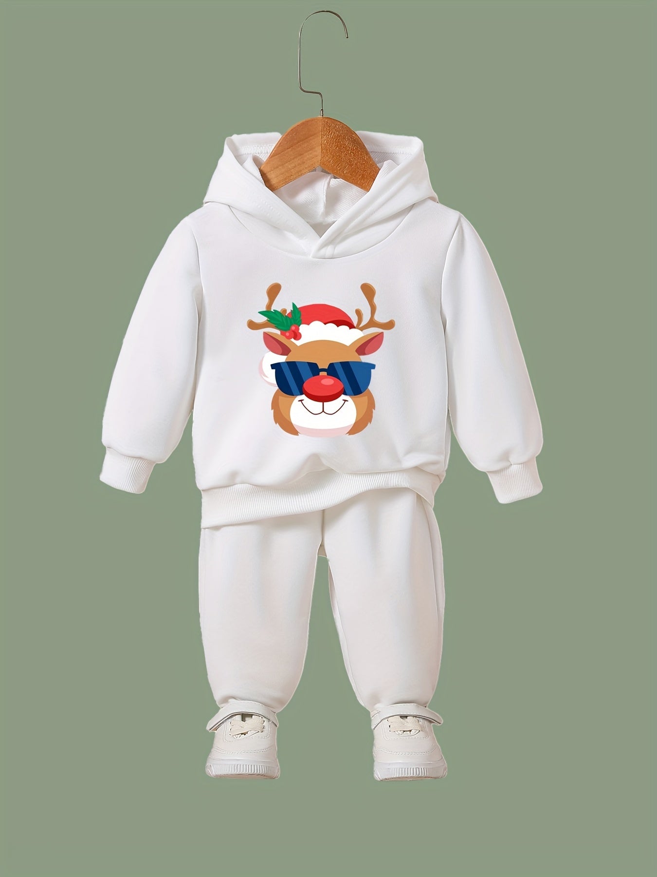 OERYUI Sunglasses Reindeer Print Outfits 2pcs Girls Hoodies Jogger Pants Set