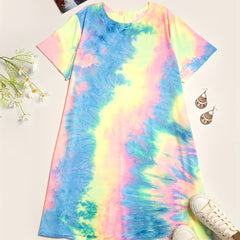 Tie Dye Ombre Print Short Sleeve Nightdress