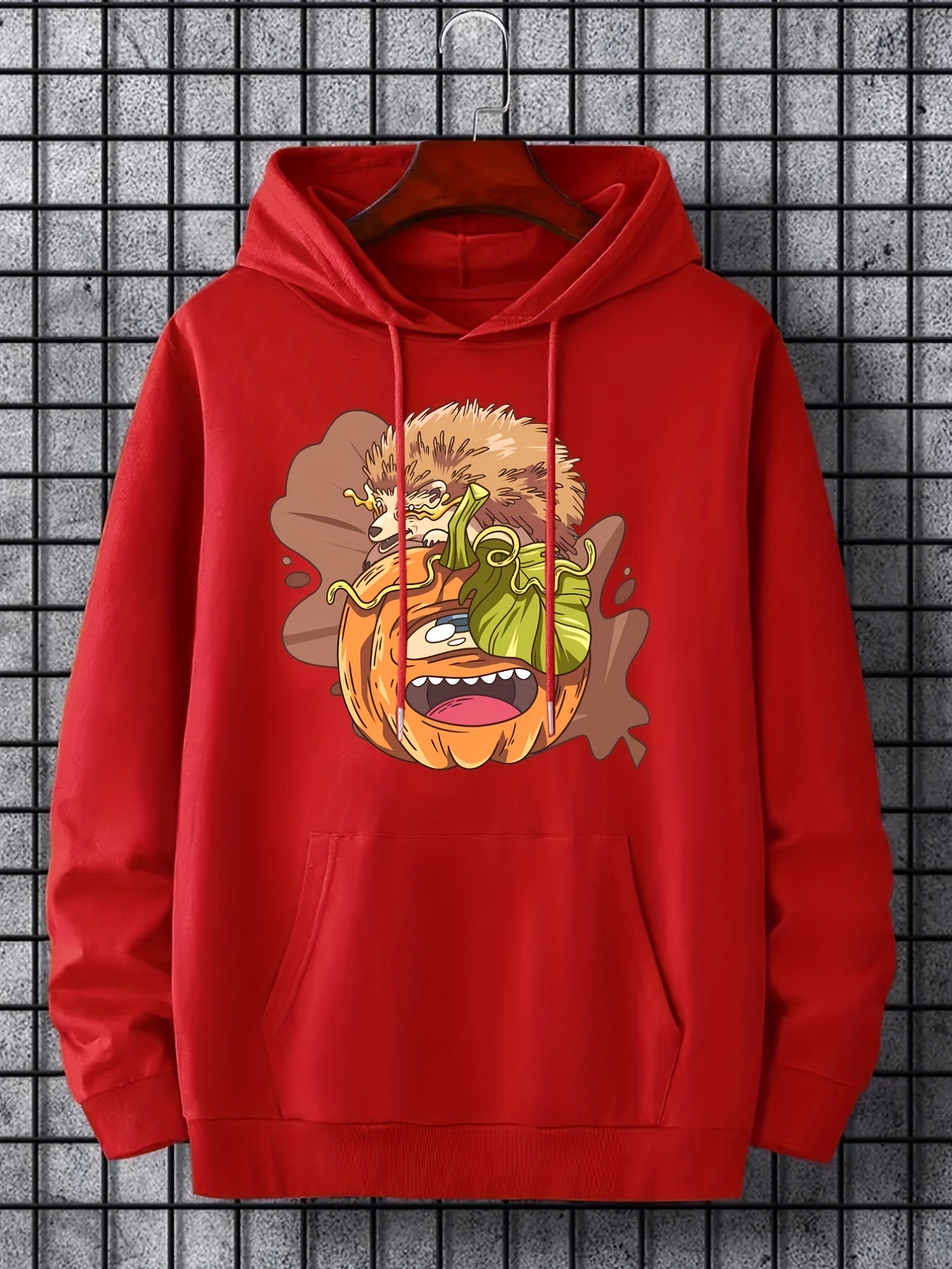 Men's Cartoon Animal Graphic Hoodie Drawstring Sweatshirt