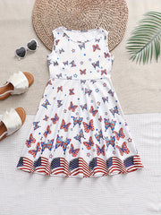 Girls Butterfly Graphic Sleeveless Dress Summer Clothes Gift Party