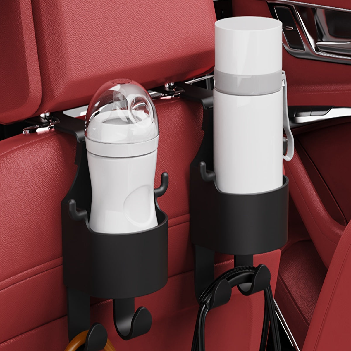Car Seat Storage Hook With Cup Holder Hooks Headrest Seat Back Water Cup Holder