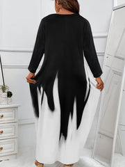 Ombre Long Sleeve Maxi Dress With Pockets