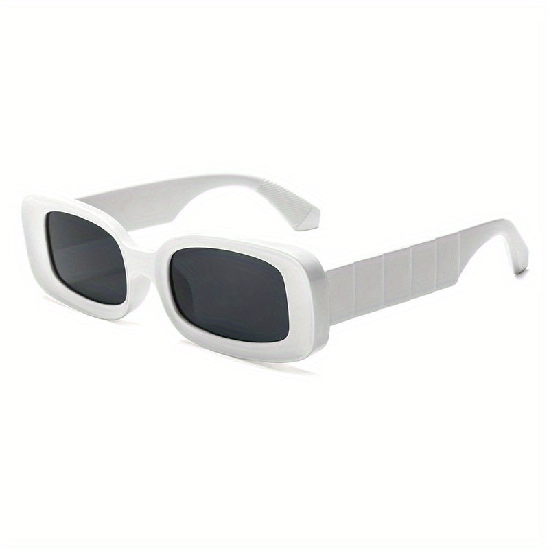 Rectangle Frame Sunglasses Wrap Around Wide Temple Eyewear UV400