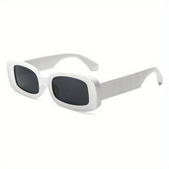 Rectangle Frame Sunglasses Wrap Around Wide Temple Eyewear UV400