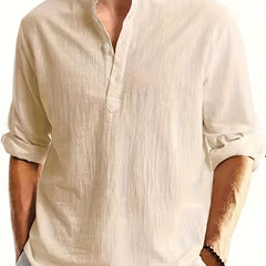 Men's Casual Stand Collar Long Sleeve Shirt