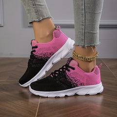 Women's Breathable Knit Sneakers Casual Lace Up Outdoor Shoes