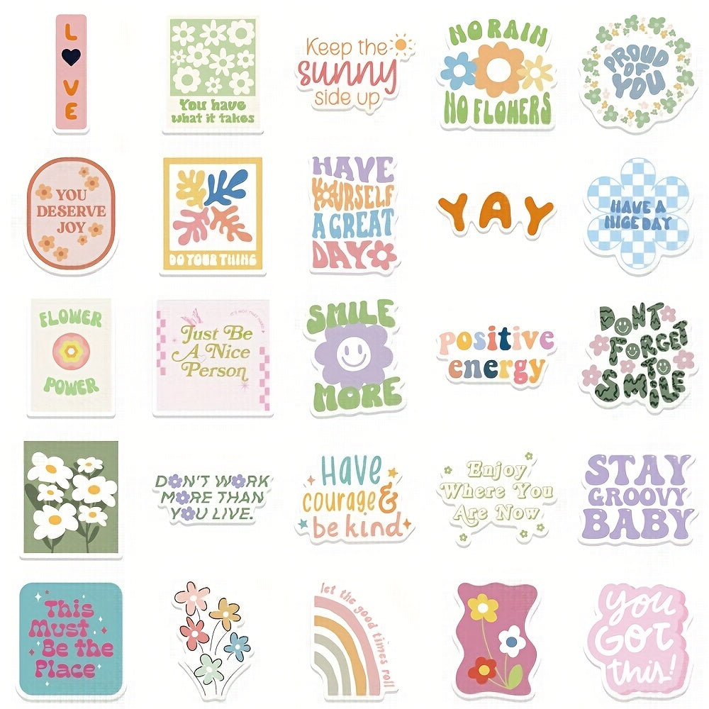 100pcs Preppy Motivational Stickers Pink Waterproof Vinyl Decals