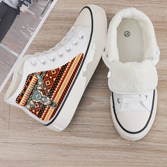 Cow Print Plush Lined Thermal Sneakers