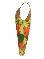 Maple Print Tie Shoulder Jumpsuit