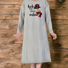 Christmas Snowman Printed Long Sleeve Nightdress