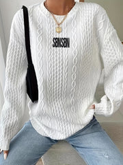 Letter Print Sweatshirt Casual Long Sleeve Crew Neck for Fall & Winter