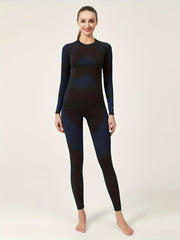 2Pcs Thermal Underwear Set Long Sleeve Round Neck Base Layer Top & Leggings